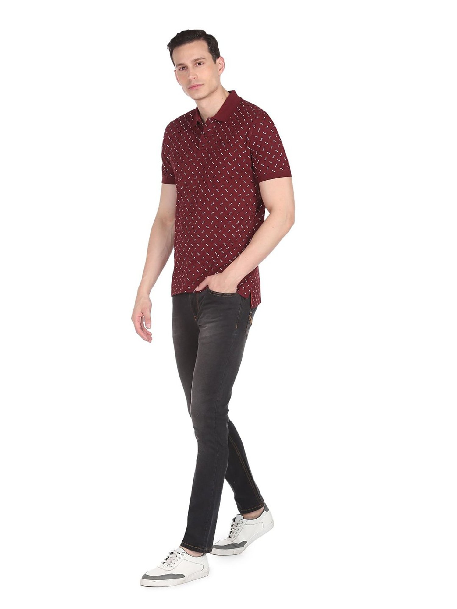 AD by Arvind Maroon Polo T-Shirt
