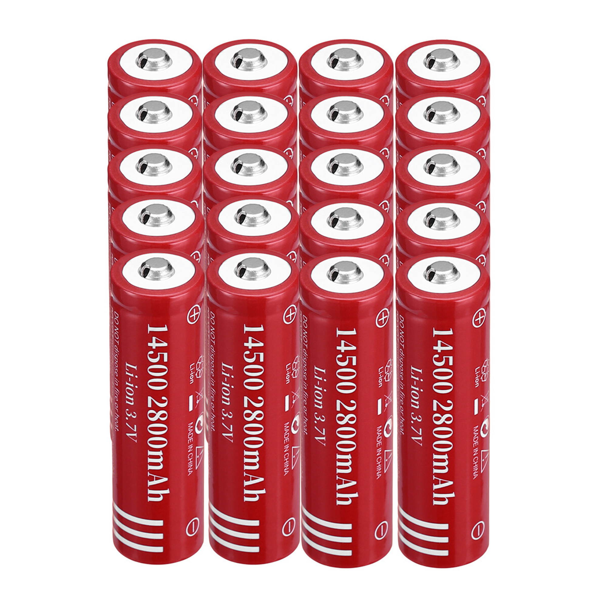 4 piece 2800mAh 14500 3.7V Li-ion Rechargeable Batteries for Torch Camera Flashlight