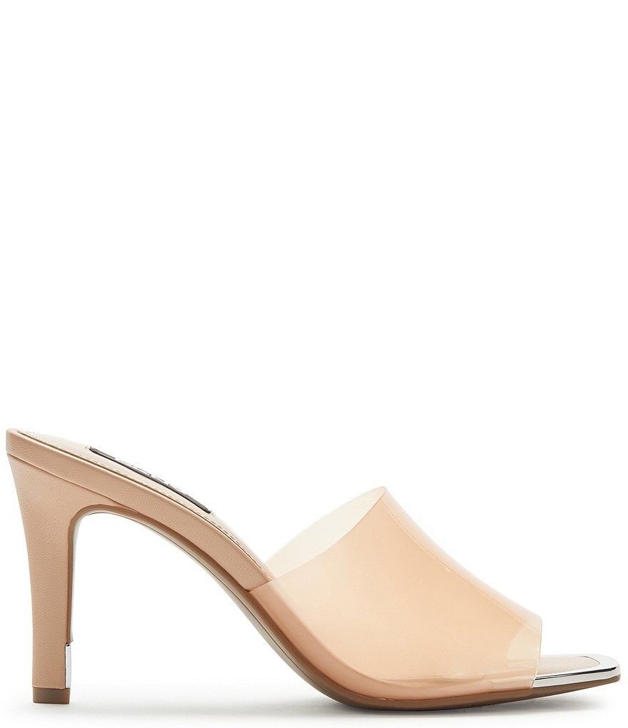 DKNY Bronxi Clear Vinyl Square Toe Dress Mules