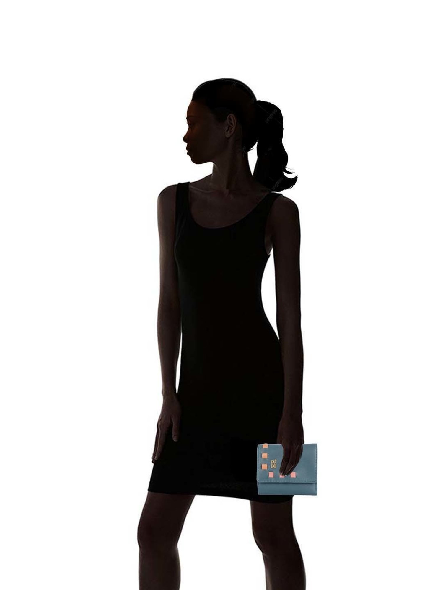 Baggit Blue Textured Tri-Fold Wallet for Women