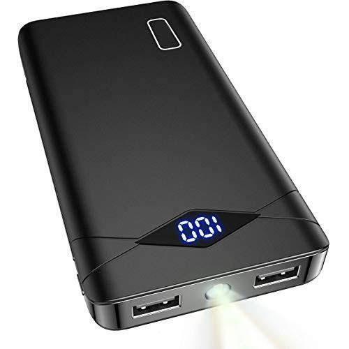 Power Bank LED Display 10000mAh Portable Charger Dual 3A HighSpeed 2 USB Ports with Flashlight Battery Pack Compble with iPhone XS X 8  Galaxy S10 S9 Note 10 Google Oneplus iPad etc