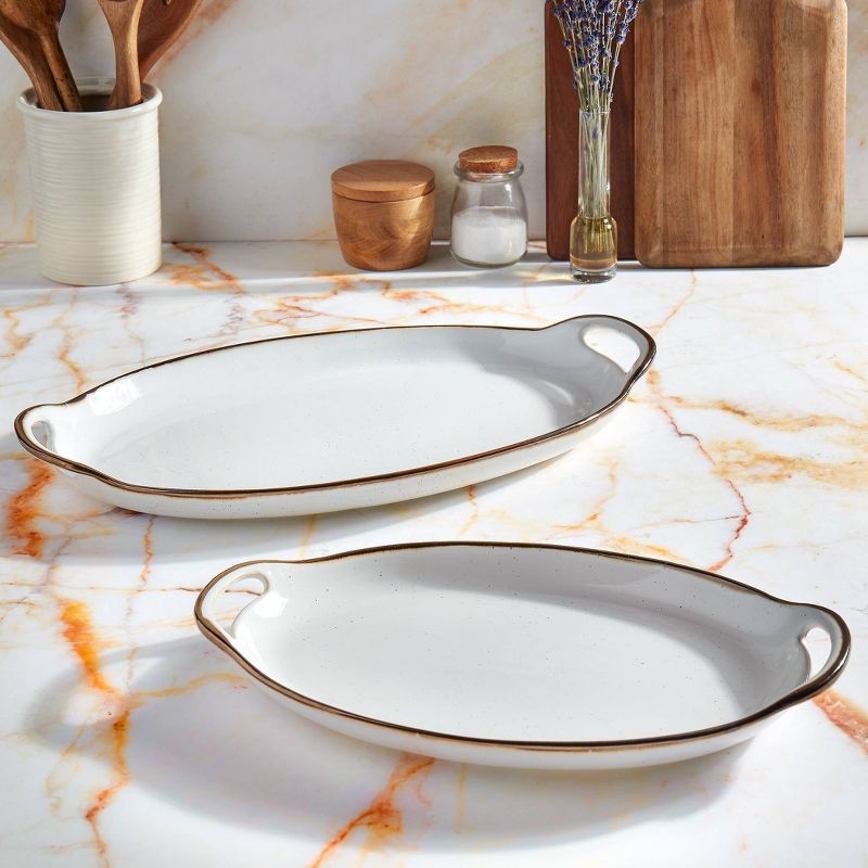 2pc Stoneware Geneva Oval Nesting Trays - Tabletops Gallery