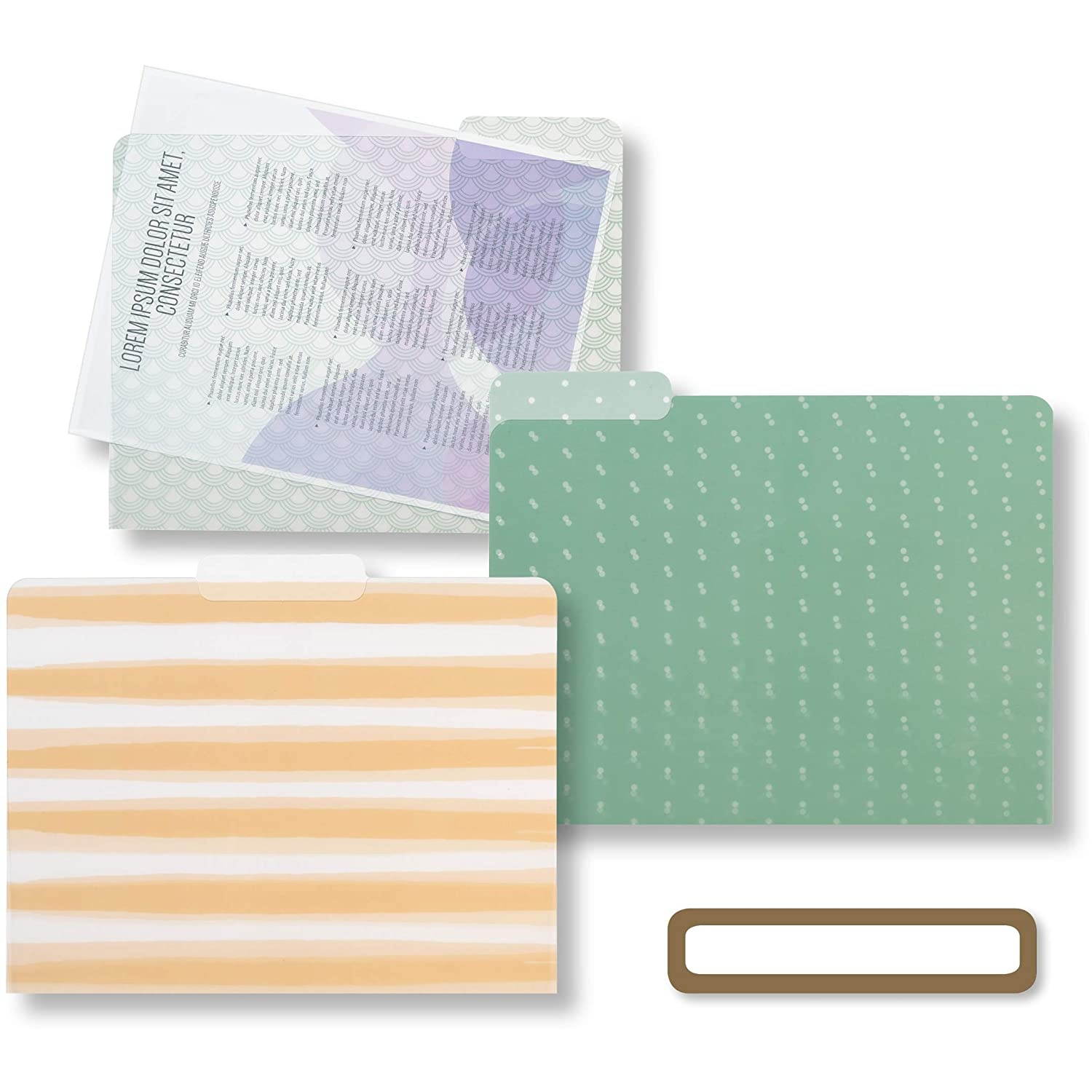 C.R. Gibson Polka Dot and Striped File Folders for Women and Home Offices, 11.6" x 9.5", Pack of 9