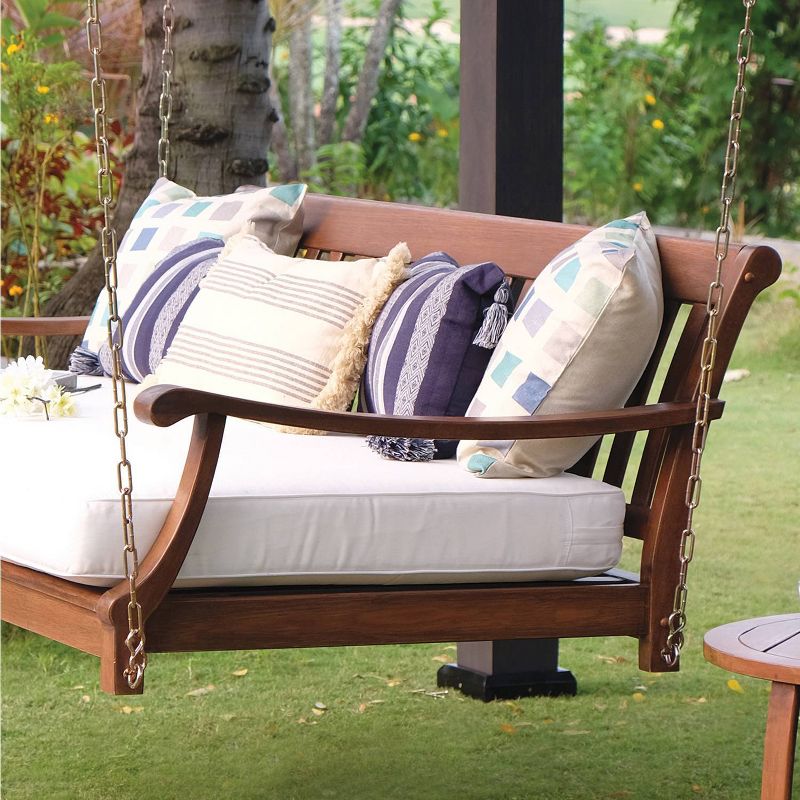 Sopra Wood Patio Swing Daybed with Cushion - White - Cambridge Casual