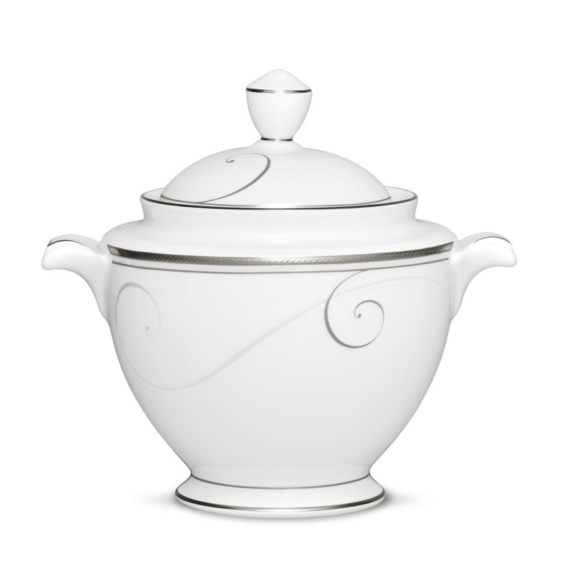 Noritake Platinum Wave Sugar Bowl with Cover