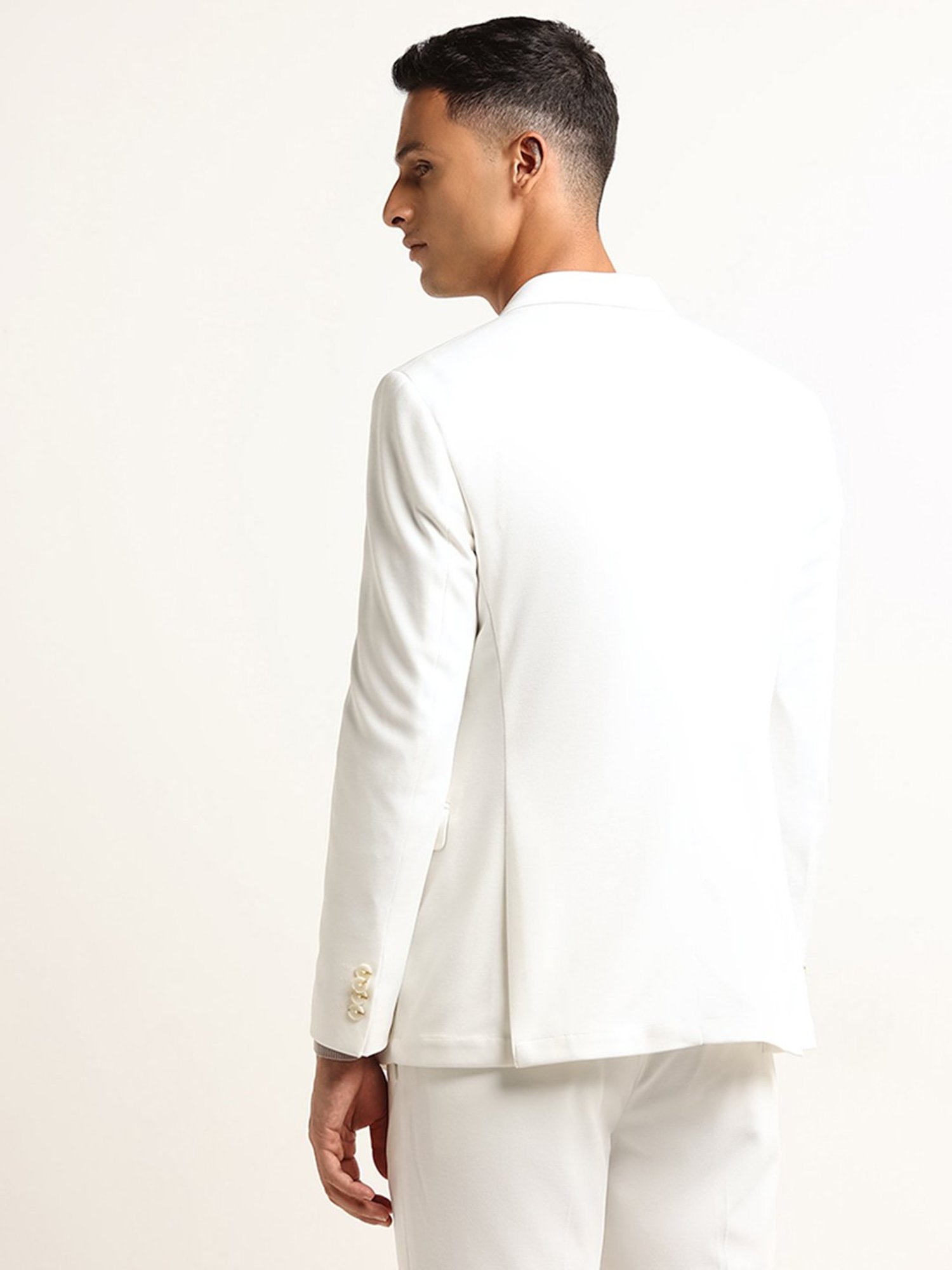 WES Formals by Westside Off-White Slim-Fit Blazer