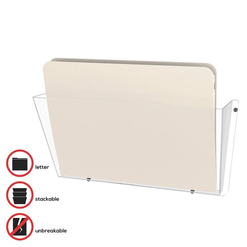 deflect-o Unbreakable Docupocket Single Pocket Wall File, Letter, Clear