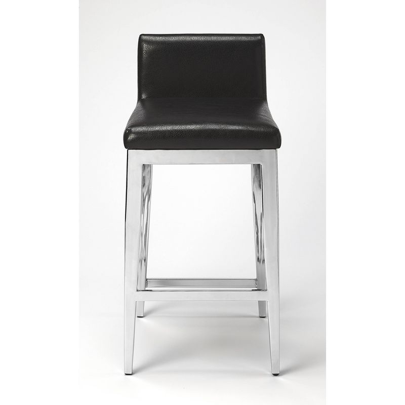 Kelsey Stainless Steel Faux Leather Counter Height Barstool Black - Butler Specialty