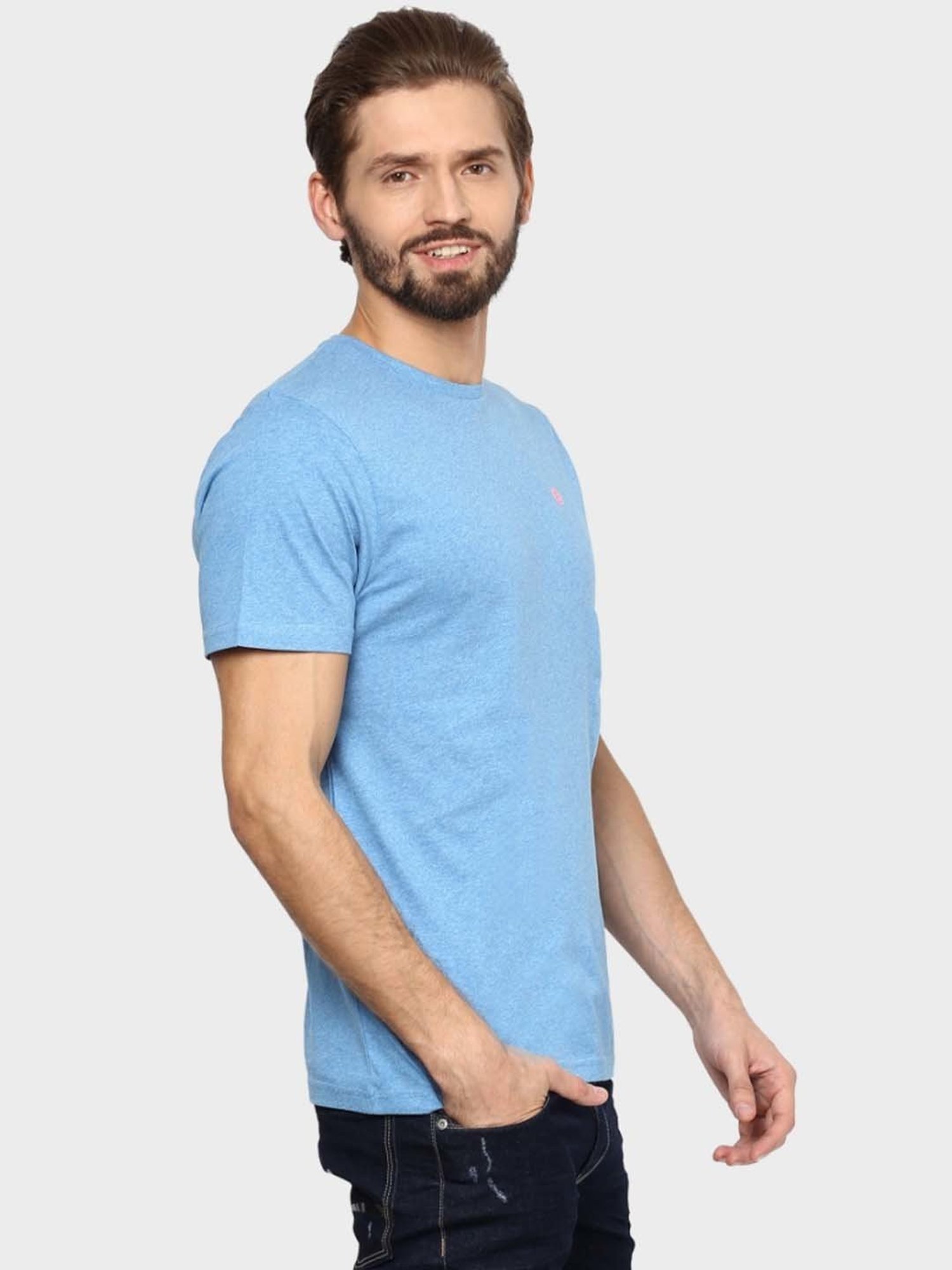 BOSSINI Blue Cotton Regular Fit T-Shirt