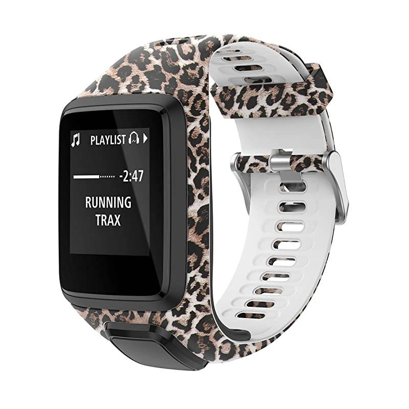 Bands for Tomtom Runner 23 StrapCompatible with Spark 3Golfer2AdventurerRubber Replacement Band for Screen ProtectorGPS Smart Watch AccessoriesLeopard