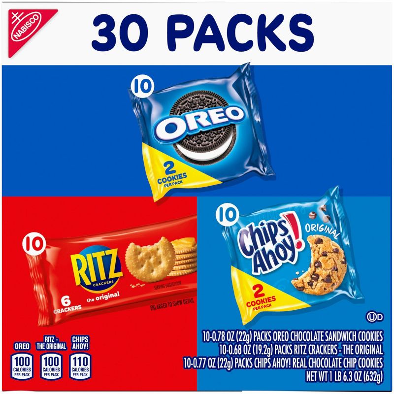 Nabisco Oreo, Ritz & Chips Ahoy Snacking Essentials Variety Pack - 30ct/22.3oz