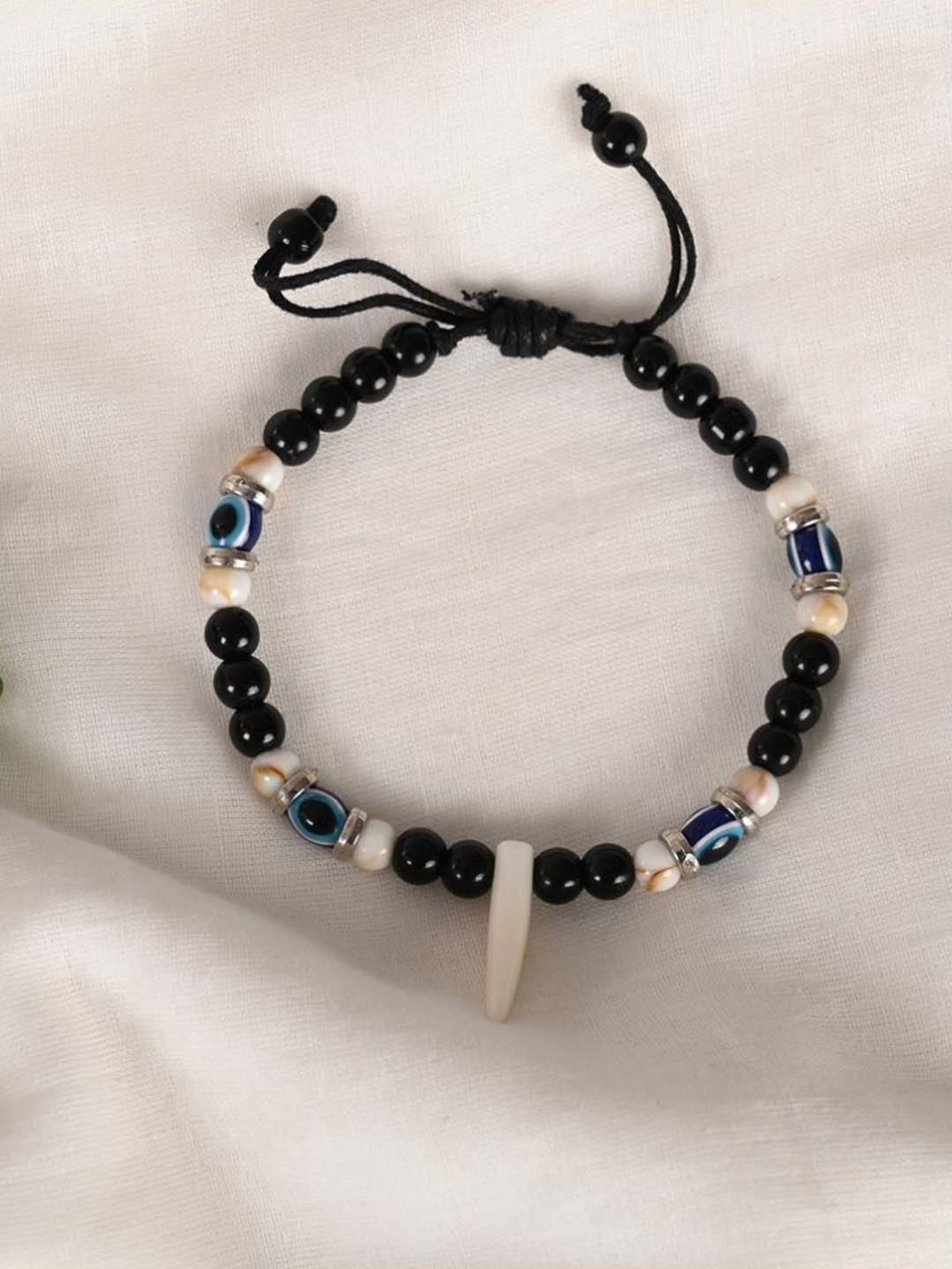 NVR Pearl Evil Eye Adjustable Bracelet for Unisex