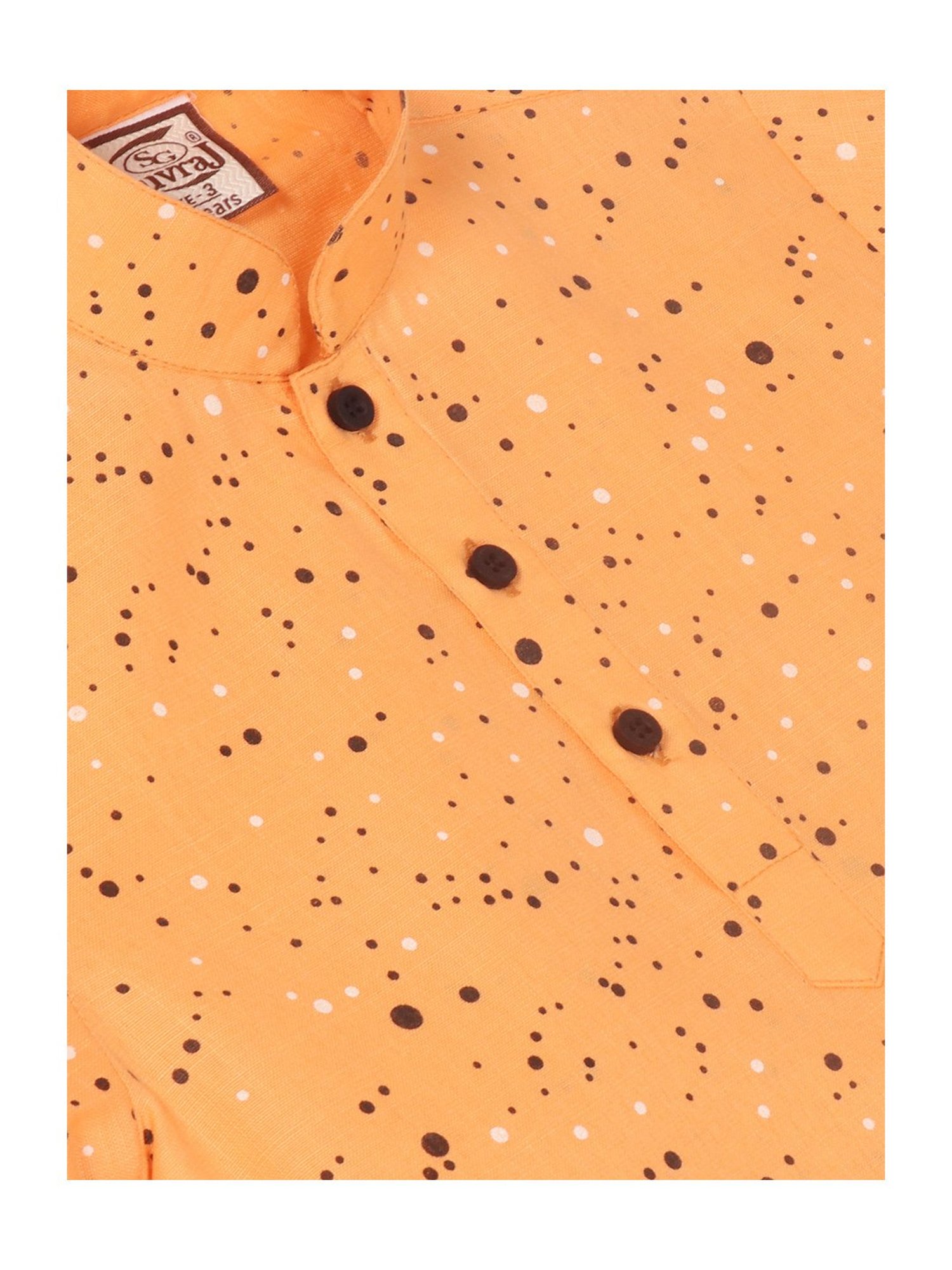 SG Yuvraj Kids Orange & Black Printed Full Sleeves Kurta with Dhoti