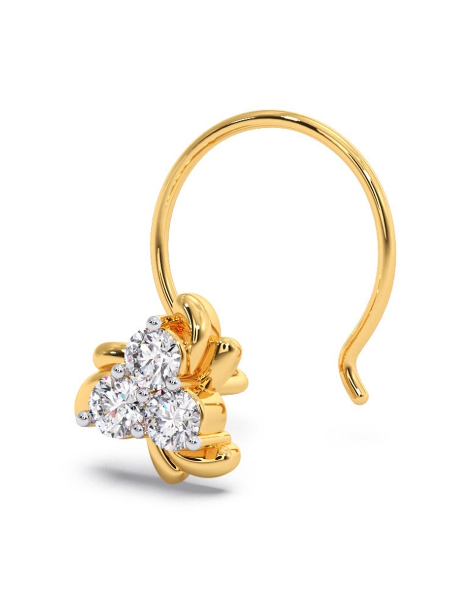 Candere by Kalyan Jewellers 18k Yellow Gold and Diamond Nosepin for Women