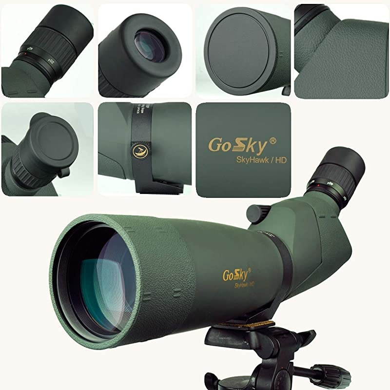 Skyhawk 20-60x82mm Ultra HD Spotting Scope Kit- Waterproof Frogproof Zoom Telecope for Bird Watching Target Shooting Archery Range Outdoor-with Tripod/Case/ Smartphone Digiscoping Adapter