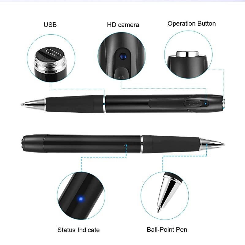 Hidden CameraSpy CameraSpy Pen 25 Hours Video Taking Battery Life 1080p HD Spy Camera Pen  Camera Pen with 32GB Memory for Business Conference and Security