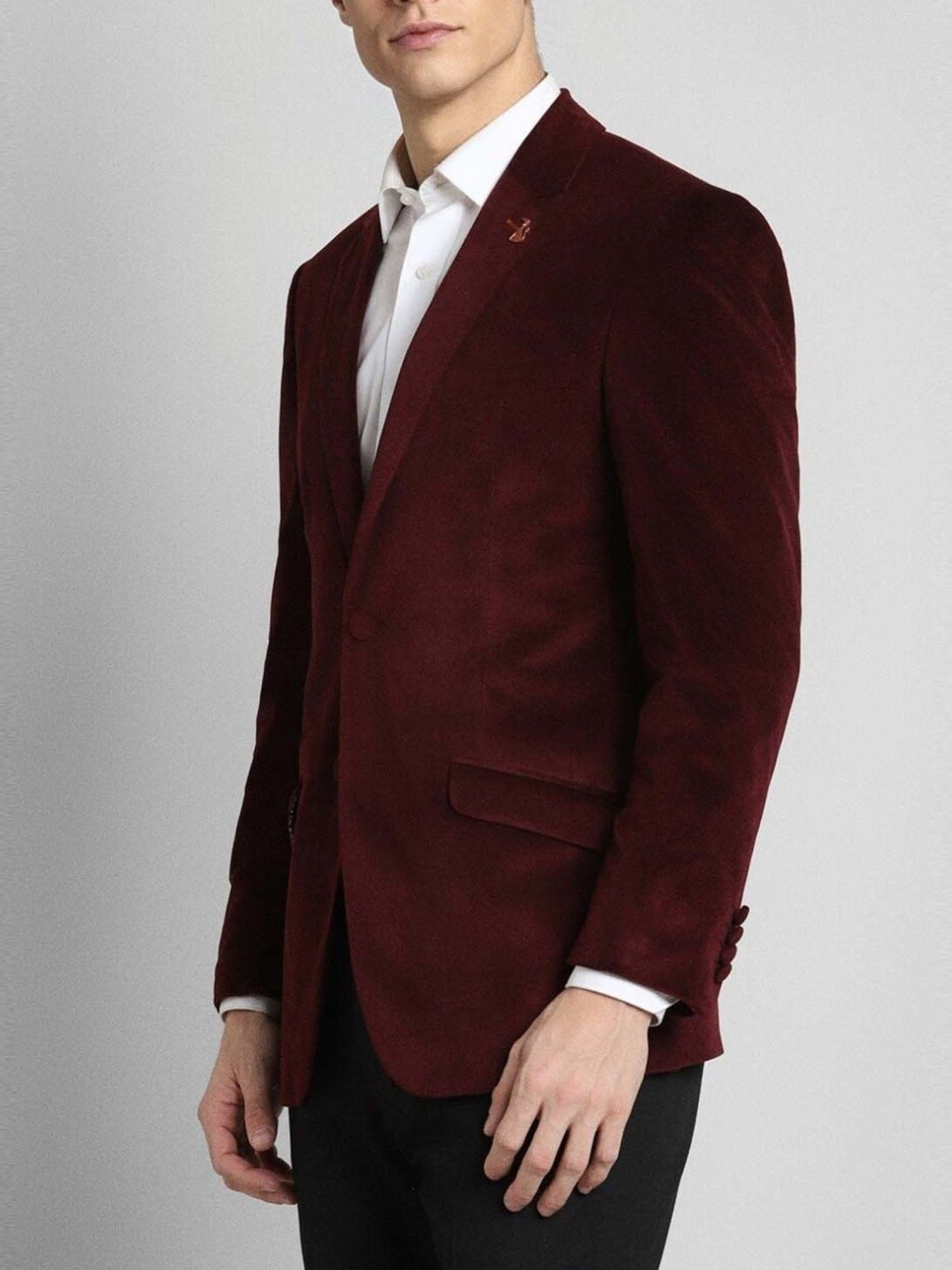 Simon Carter London Maroon Regular Fit Blazer