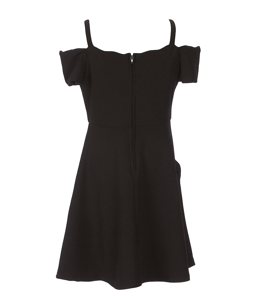 Rare Editions Big Girls 7-16 Cold-Shoulder Scalloped Fit-And-Flare Dress
