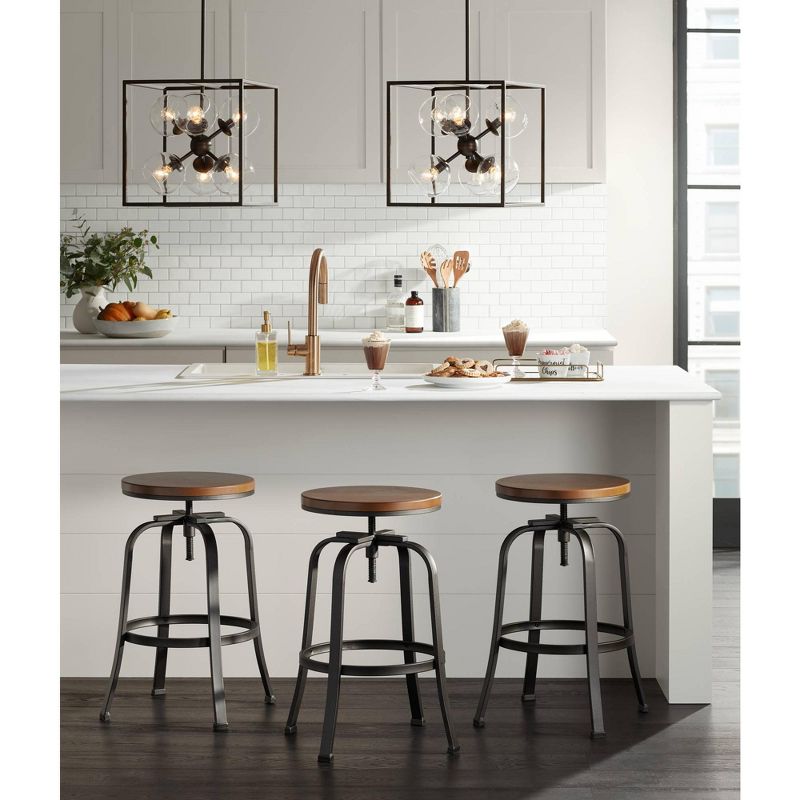 Elm Lane Radin Hammered Bronze Adjustable Height Swivel Bar Stool