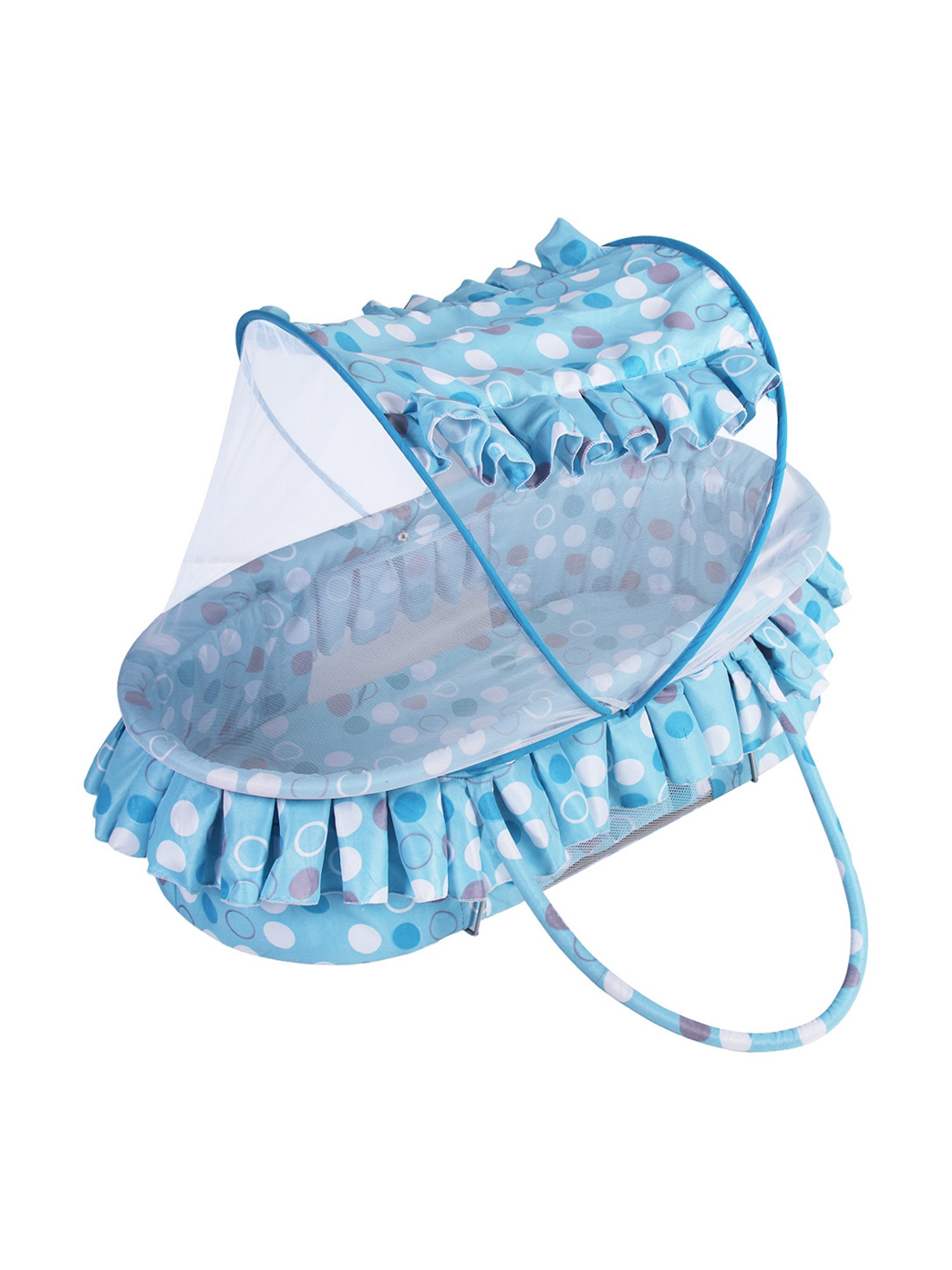 Kiddery Blue Value Baby Bassinet with Mosquito Protection Net (Age 0-8 Months)
