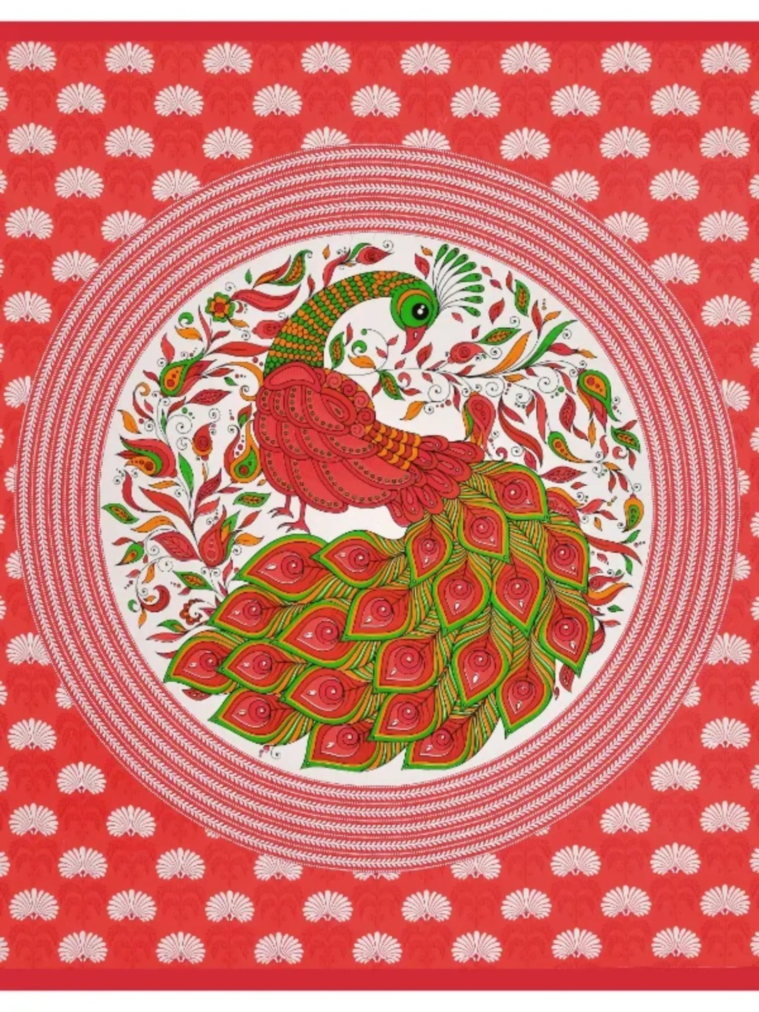 Living Roots Printed Red 240 TC Cotton Bedsheet with 2 Pillow Covers