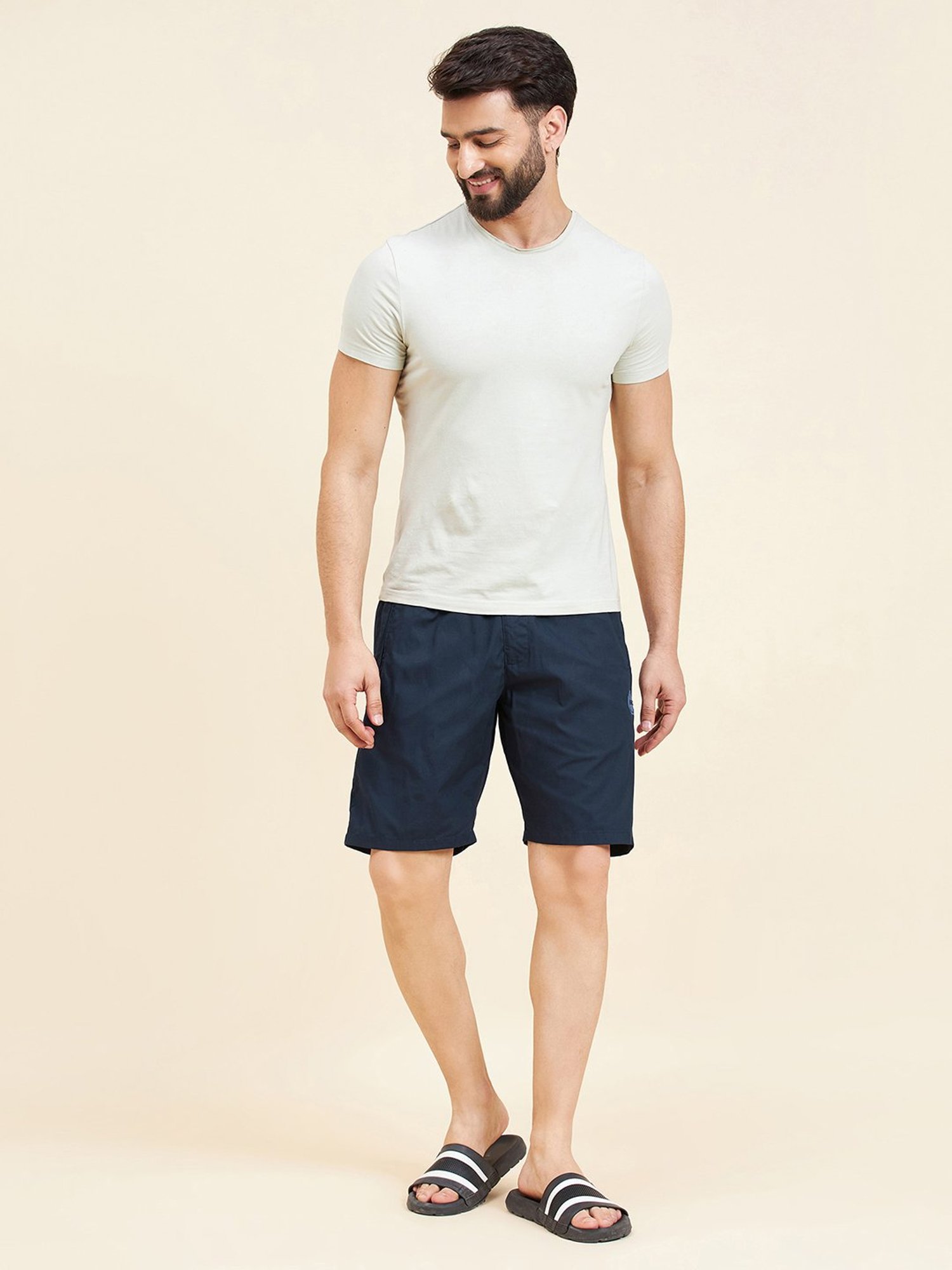 Sweet Dreams Navy Regular Fit Cotton Lounge Shorts