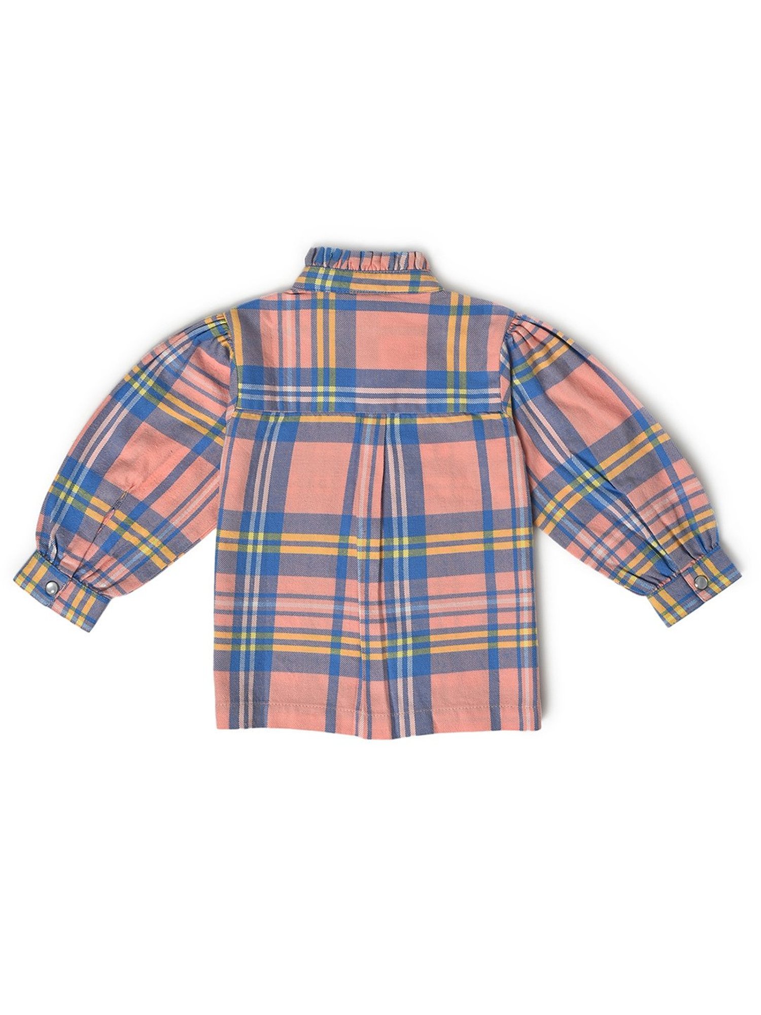 MiArcus Kids Peach & Blue Checks Full Sleeves Shirt