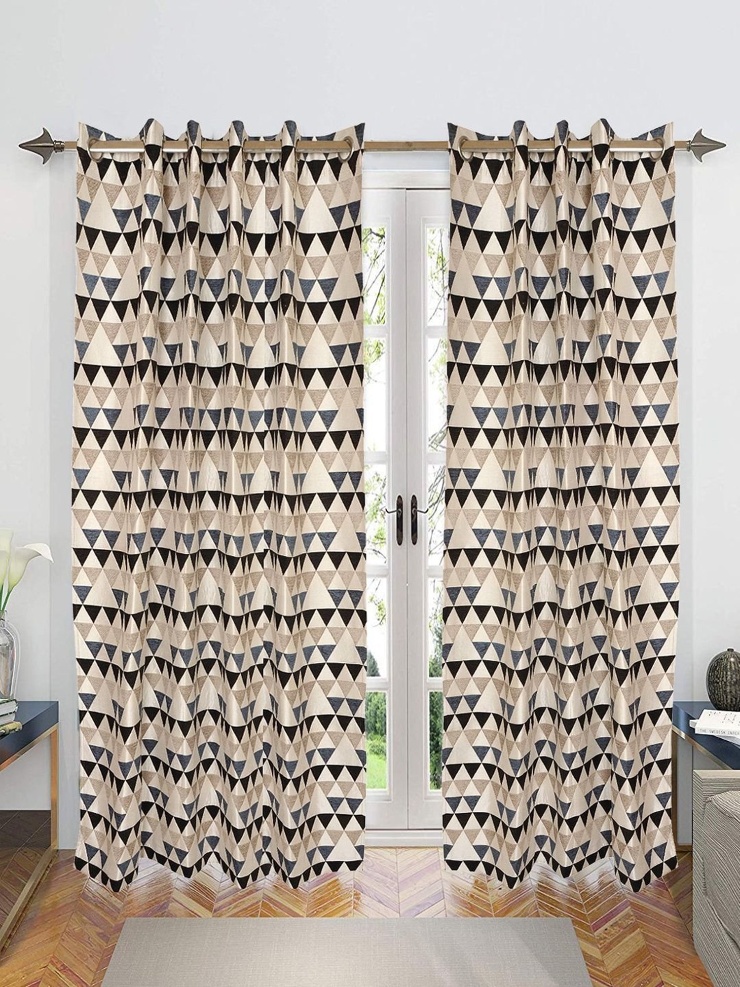 Saralhome Hill Chenille Blackout Long Door Curtains 2pc, Grey. 4x9 ft
