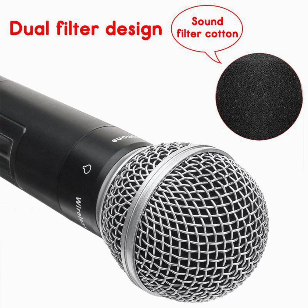 Wireless Microphone KTV Karaoke Conference Two-channel Automatic Handheld Adjustable Frequency Microphone,210 * 50 * 155mm,black