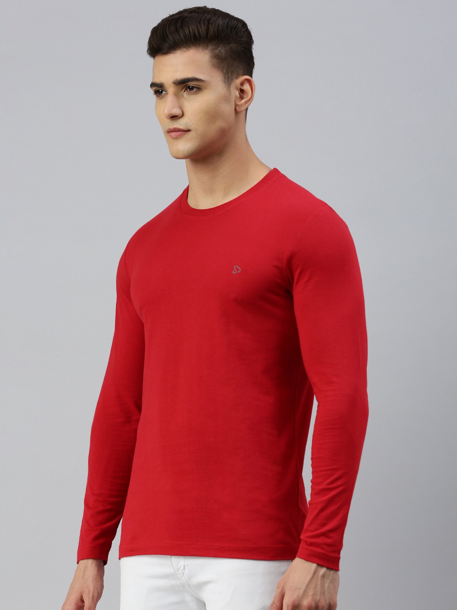 Sporto Red Regular Fit Crew T-Shirt
