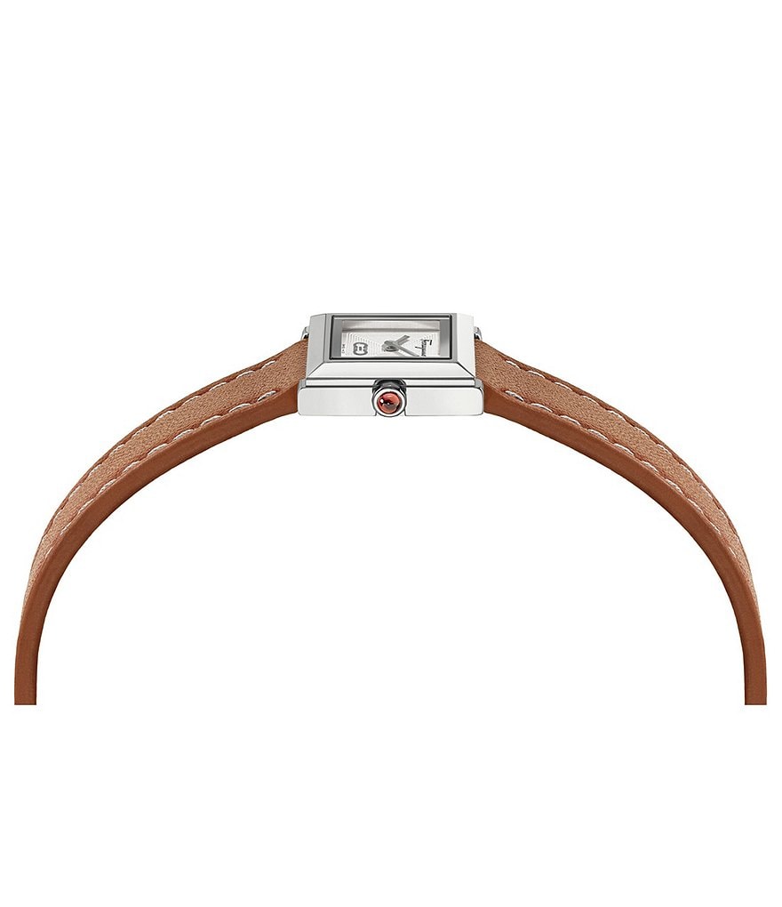 Salvatore Ferragamo Stainless Steel Square Case Strap Watch