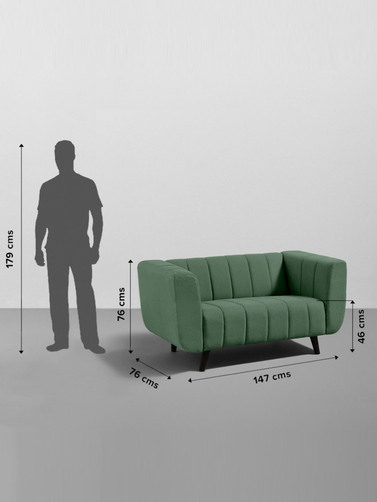 Sleepyhead Kiki Sapling Green Fabric 2 Seater Sofa