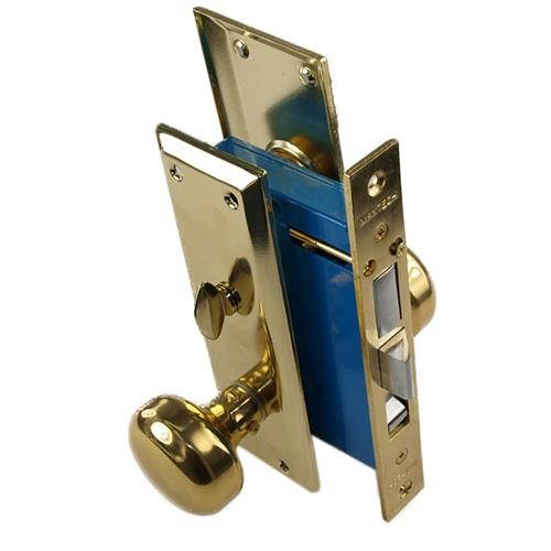 Maxtech Metro Version (Like Marks 91A/3) 1033AML Polished Brass US3 Left Hand Apartment Mortise Entry Lockset, swivel spindle with Screw on Knobs Surface Mounted Lock Set