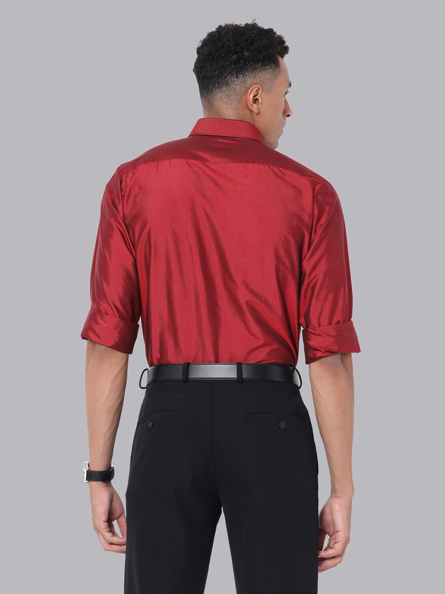 Van Heusen Maroon  Regular Fit Shirt