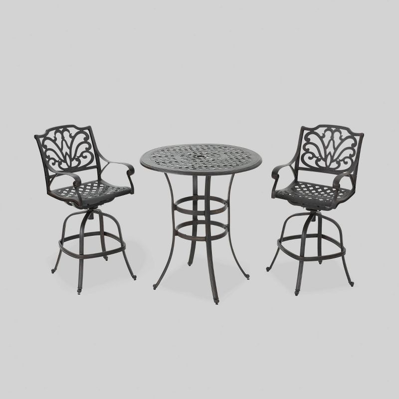 Toranto 3pc All-Weather Wicker Bar Island Set - Brown - Christopher Knight Home