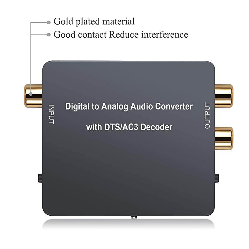 Digital to Analog Audio Converter Support DolbyDTS Decoder Optical Out to RCA DAC Decoder Optical to 35mm Converter OpticalSPDIFToslinkCoaxialDTSPCM51CH to 2CH Analog Stereo