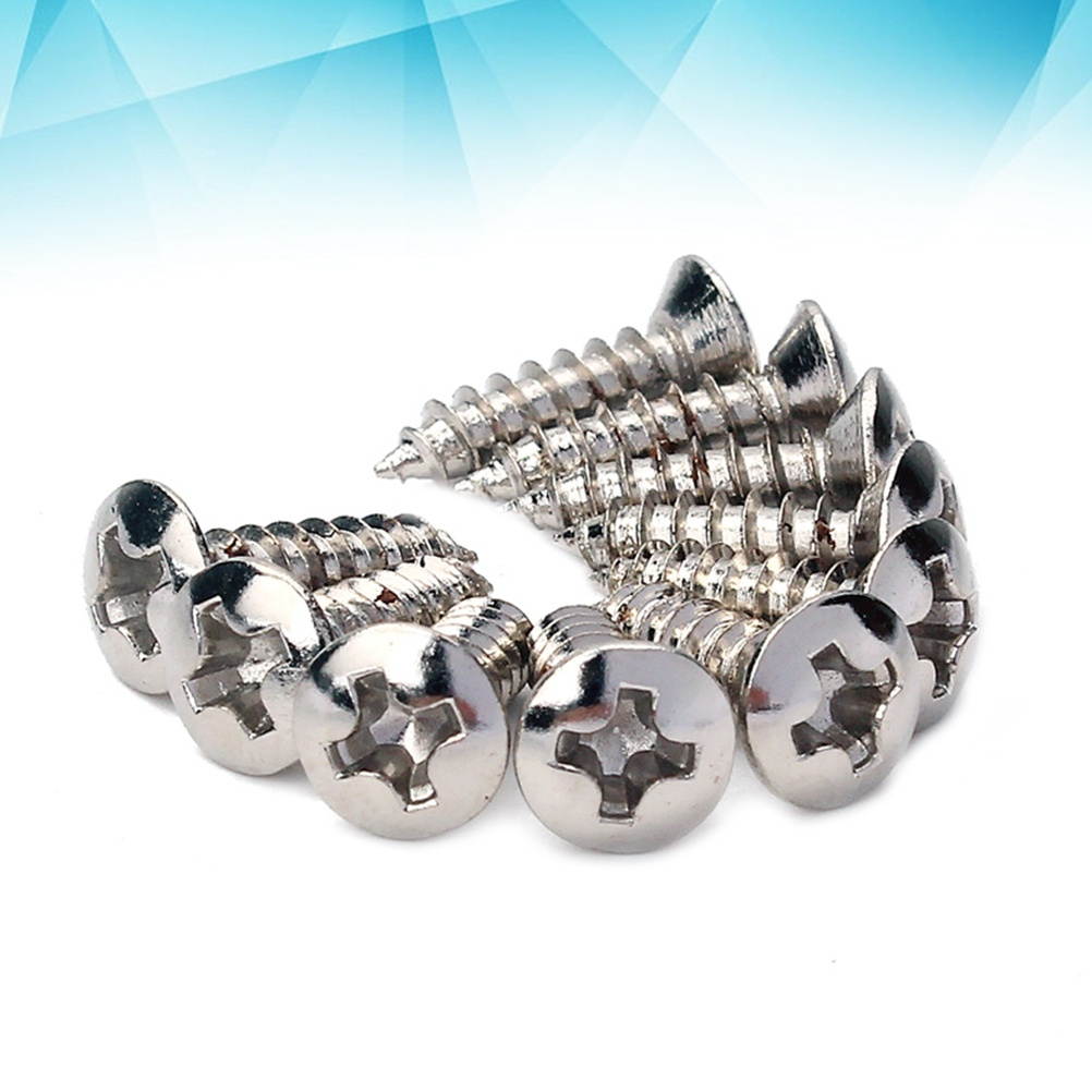 10 Pcs Bass Guitar Pickguard Plate Mounting Screws 3x12mm Cavity Cover Jack Cover Plate Screw for Electric Guitar Bass (Silver)