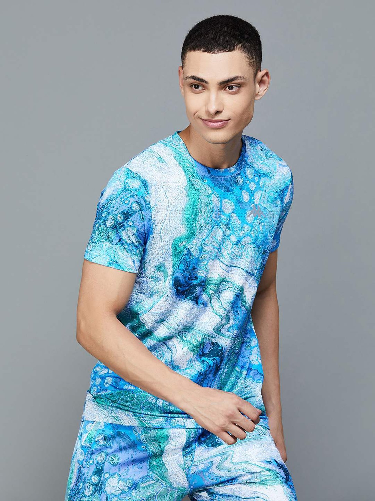 KAPPA Blue Regular Fit Printed T-Shirt