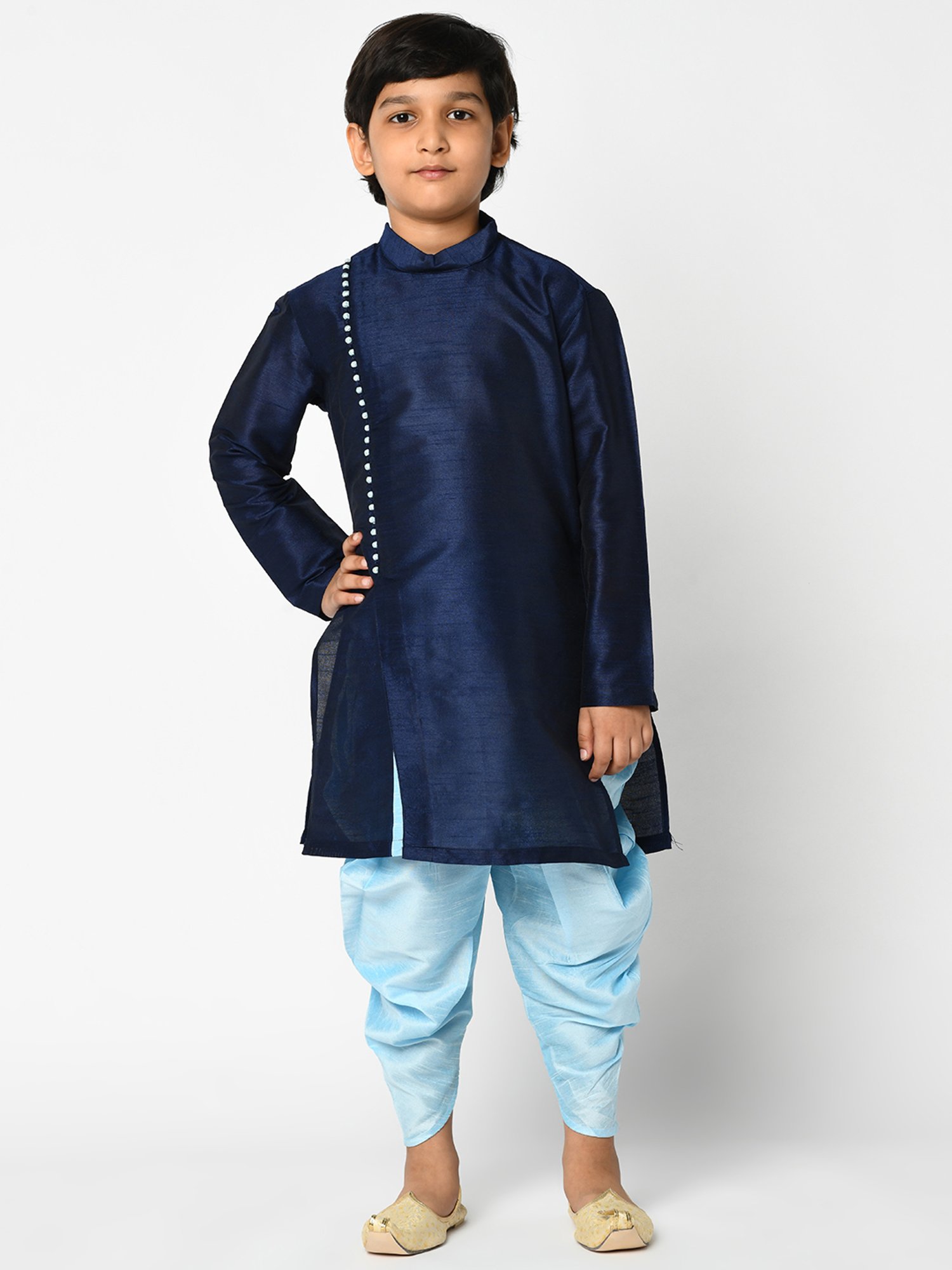 Deyann Kids Blue Solid Full Sleeves Kurta with Patiala