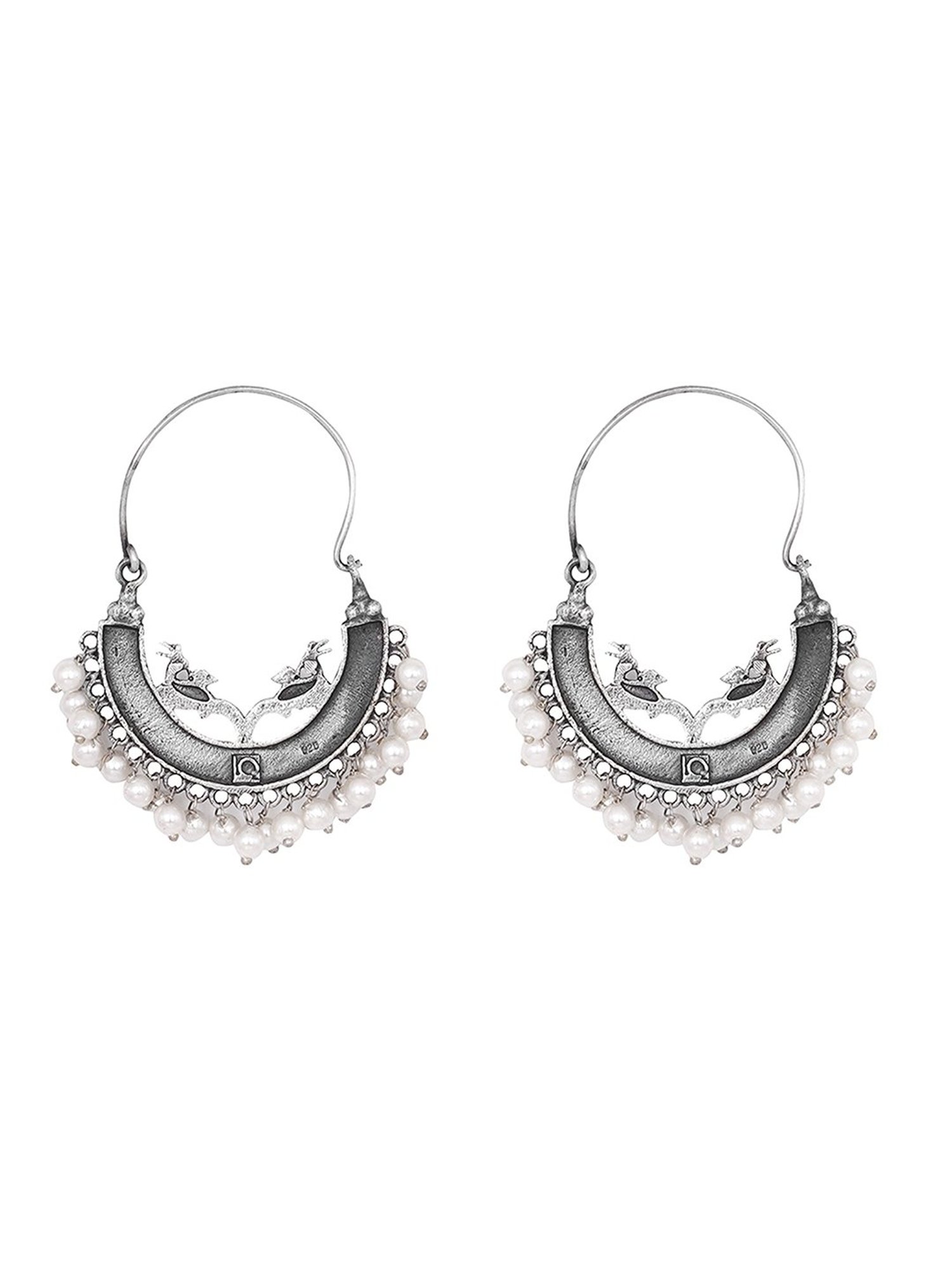 Teejh Ethnic Sumeda Silver Oxidized Hoop Hoop Earrings