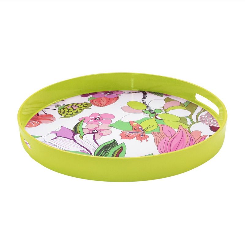 Trina Turk Spring Floral Round Tray - Lime