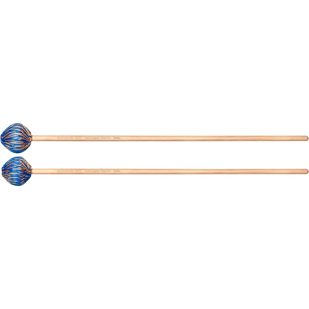 Marimba One Katarzyna Mycka Signature Birch Handle Mallets Medium Soft Champagne/Royal Blue Yarn