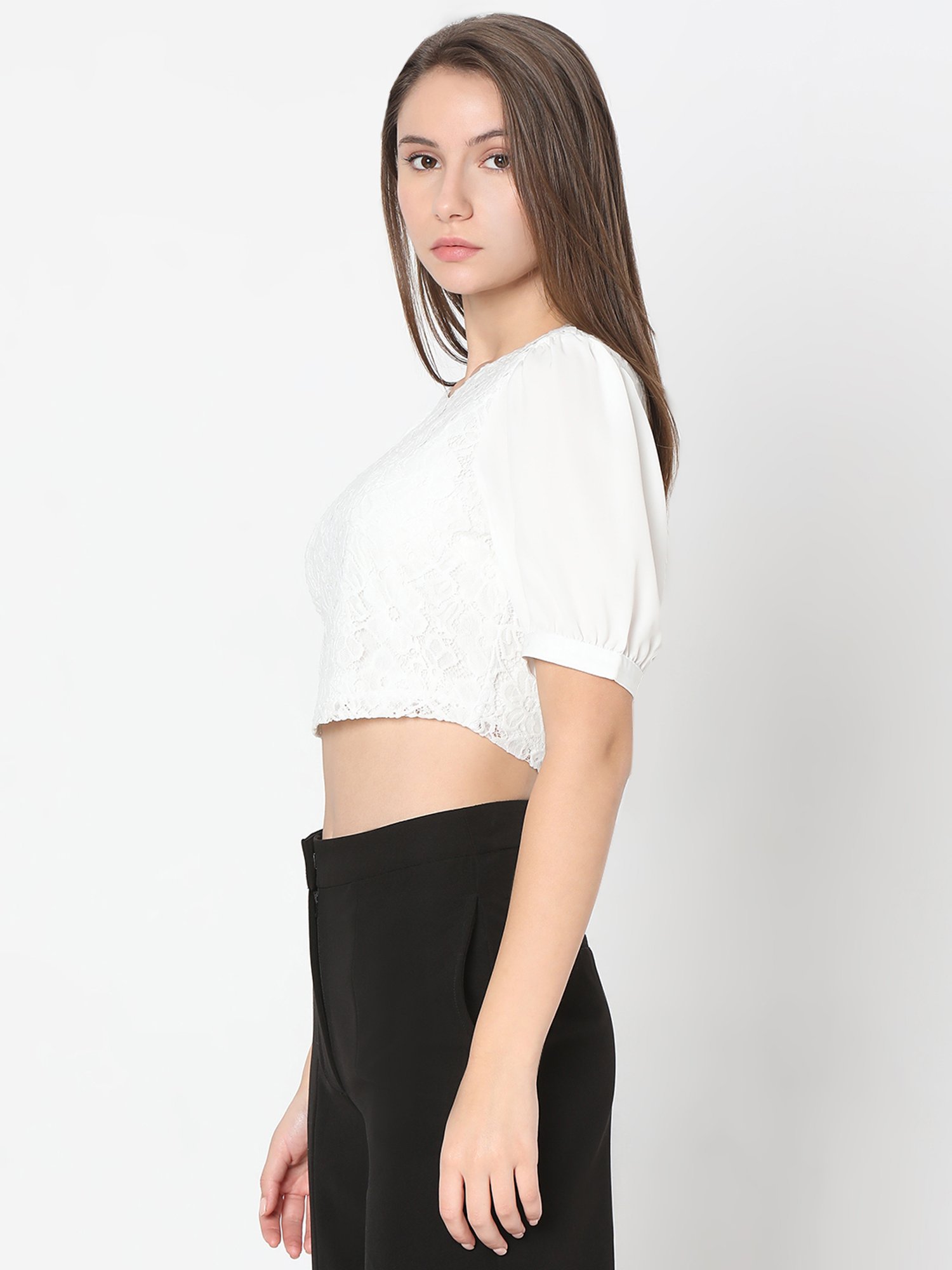 Vero Moda White Lace Crop Top