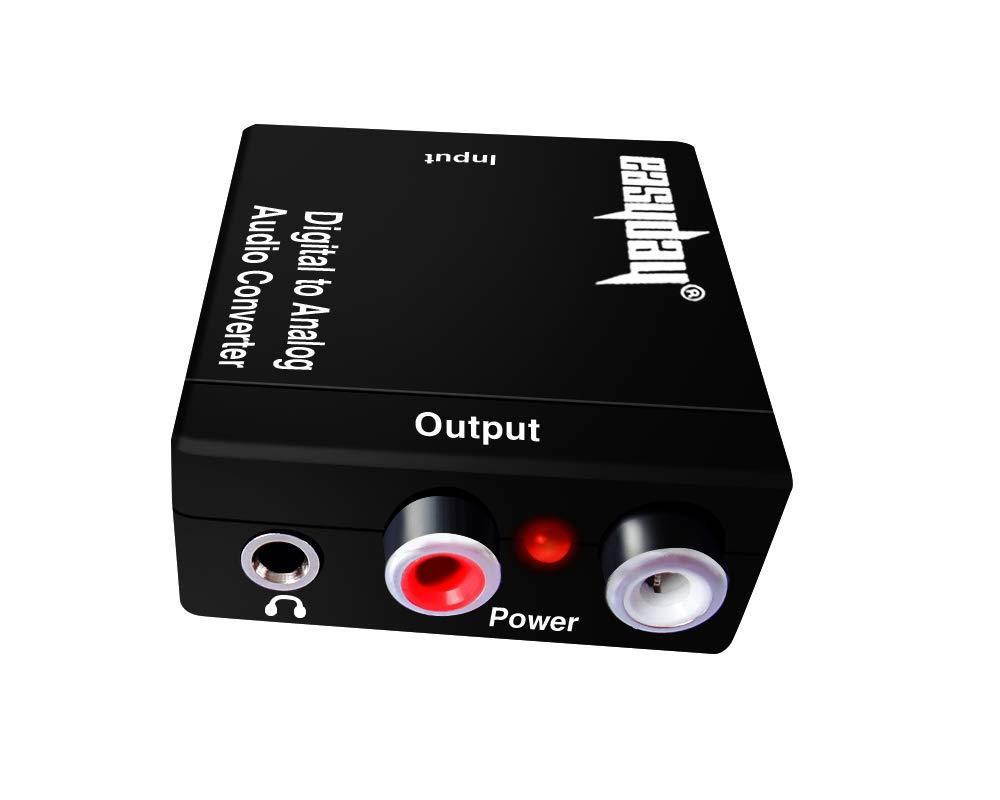 easyday digital to analog audio converter with digital optical toslink and s/pdif coaxial inputs and analog rca and aux 3.5mm headphone outputs  6 foot heavy duty optical toslink cable with gold plat