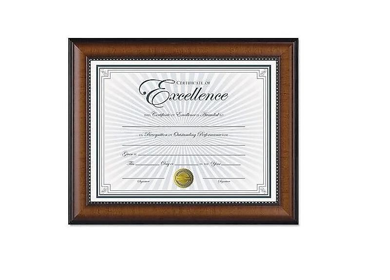 Dax Prestige Document Frame Walnut/Black Gold Accents Certificate 8 1/2 x 11 N3028N1T