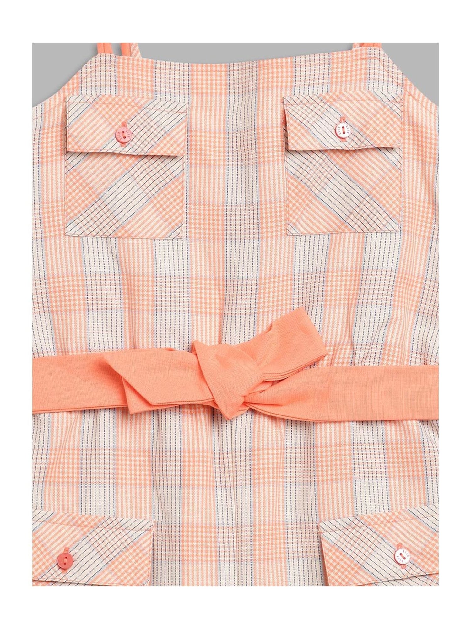Elle Kids Orange Checks Jumpsuit