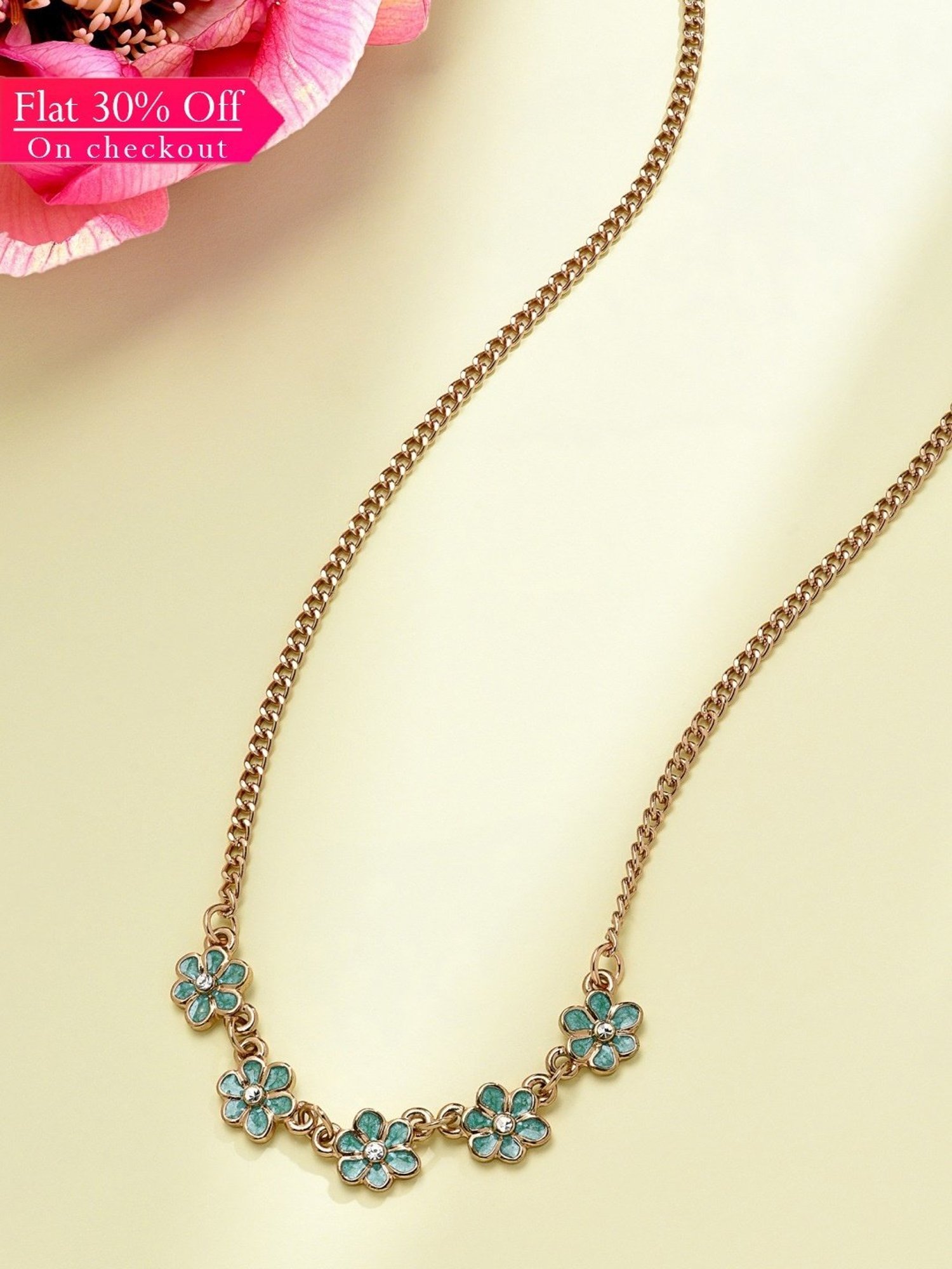 Karatcart Golden Sea Shell and Textured Disk Multicharm Multilayered Chain Women