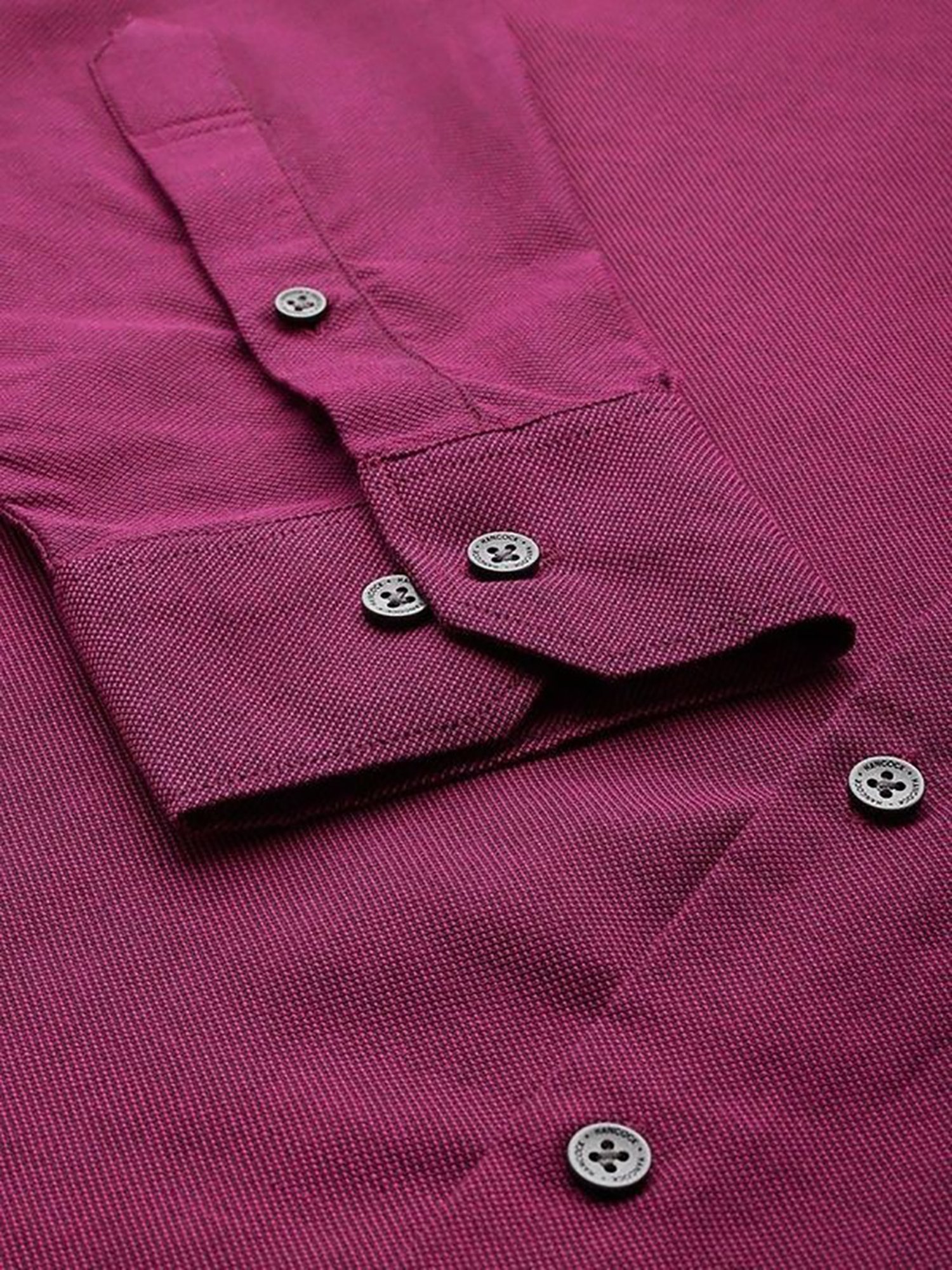 Hancock Purple Cotton Slim Fit Solid Shirts