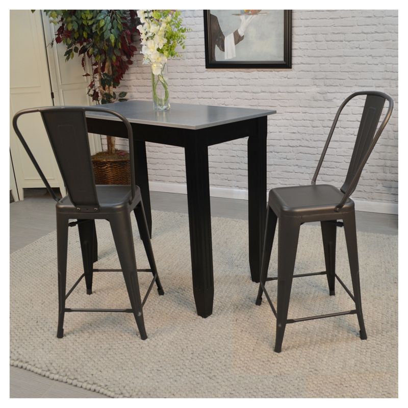 Set of 2 24" Sadie Counter Height Barstool Rustic Pewter - Carolina Chair and Table
