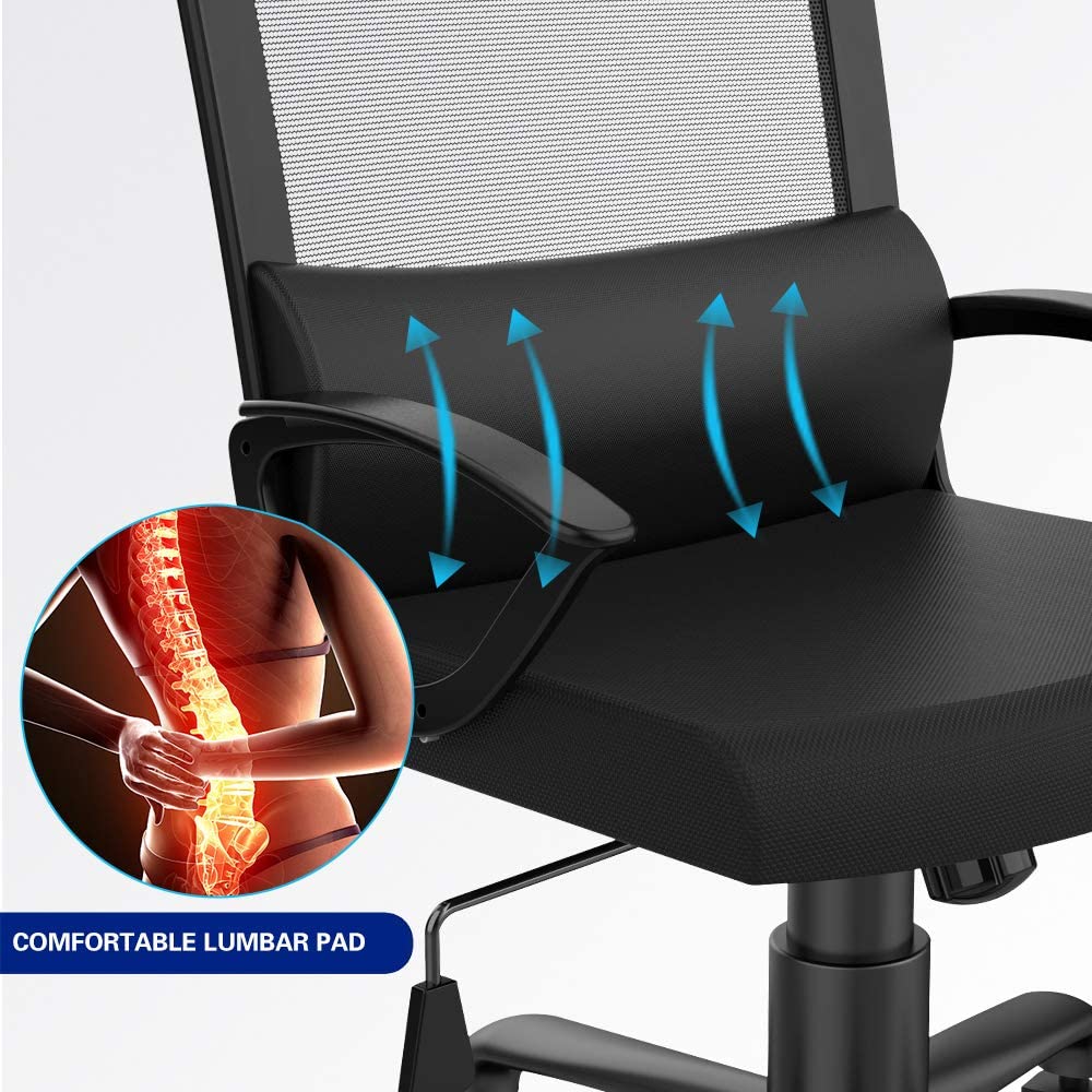 SMUGDESK Mesh chair Black Desk Chair Computer Office Chair,Ergonomic Office Desk Computer Chair Mesh Computer Chair with Adjustable Arms and Headrest Lumbar Support, Black